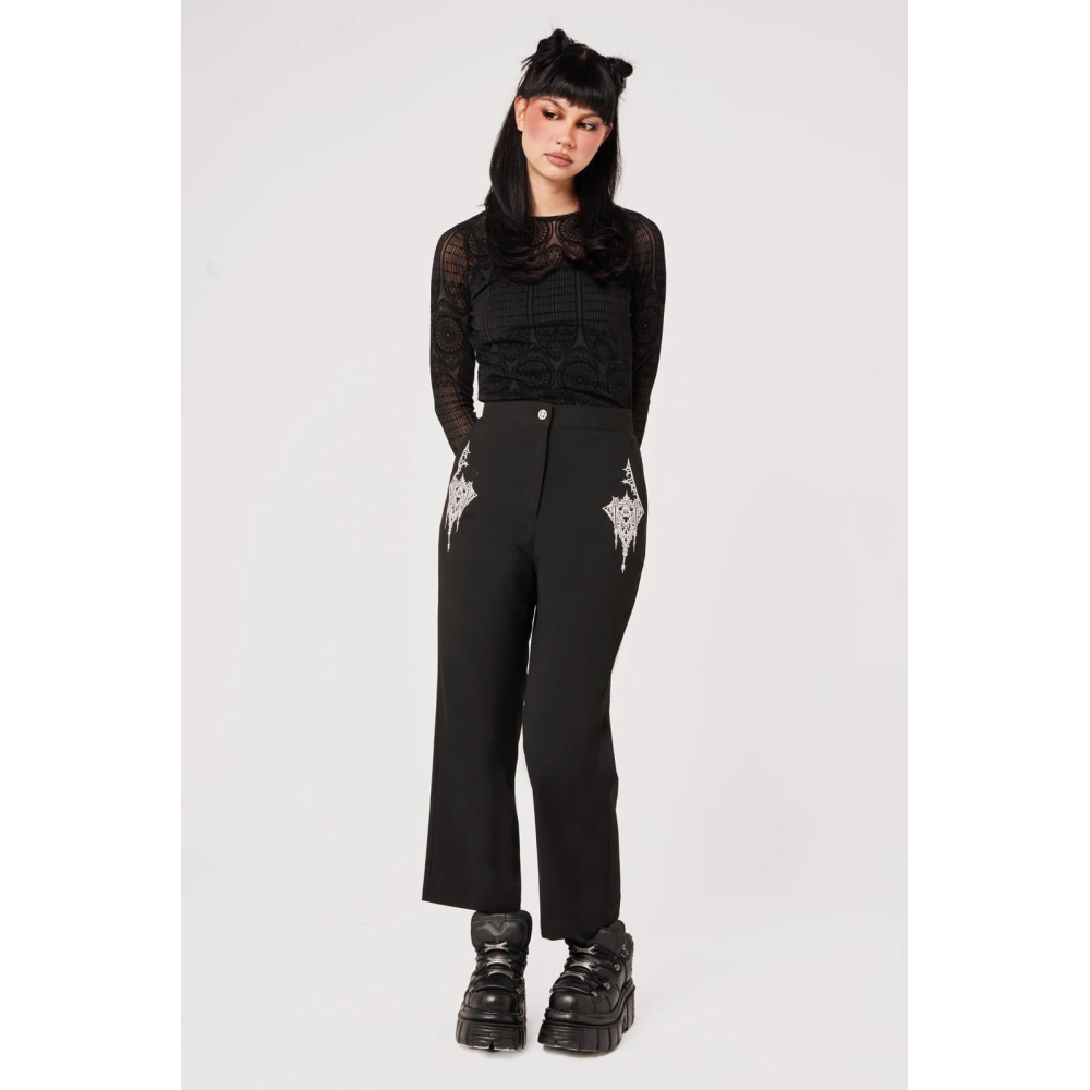 Hell Bunny - Elizabeth Broek rechte pijpen - Zwart/Wit